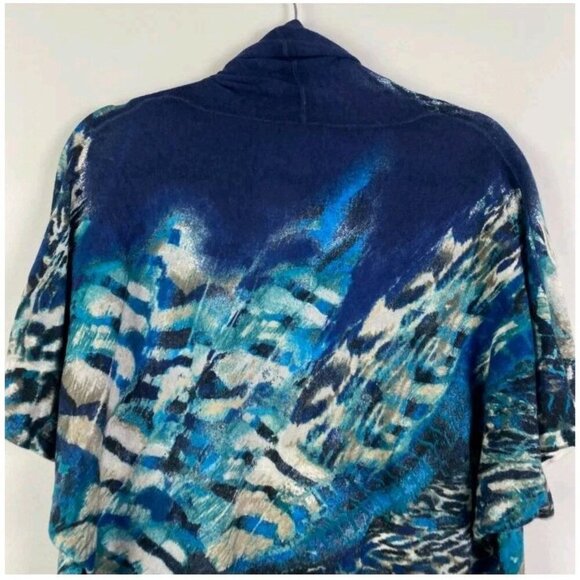 Chicos Fierce Blues Kandyce Cardigan Size 1 US Medium Short Sleeve Open Front - Picture 9 of 12